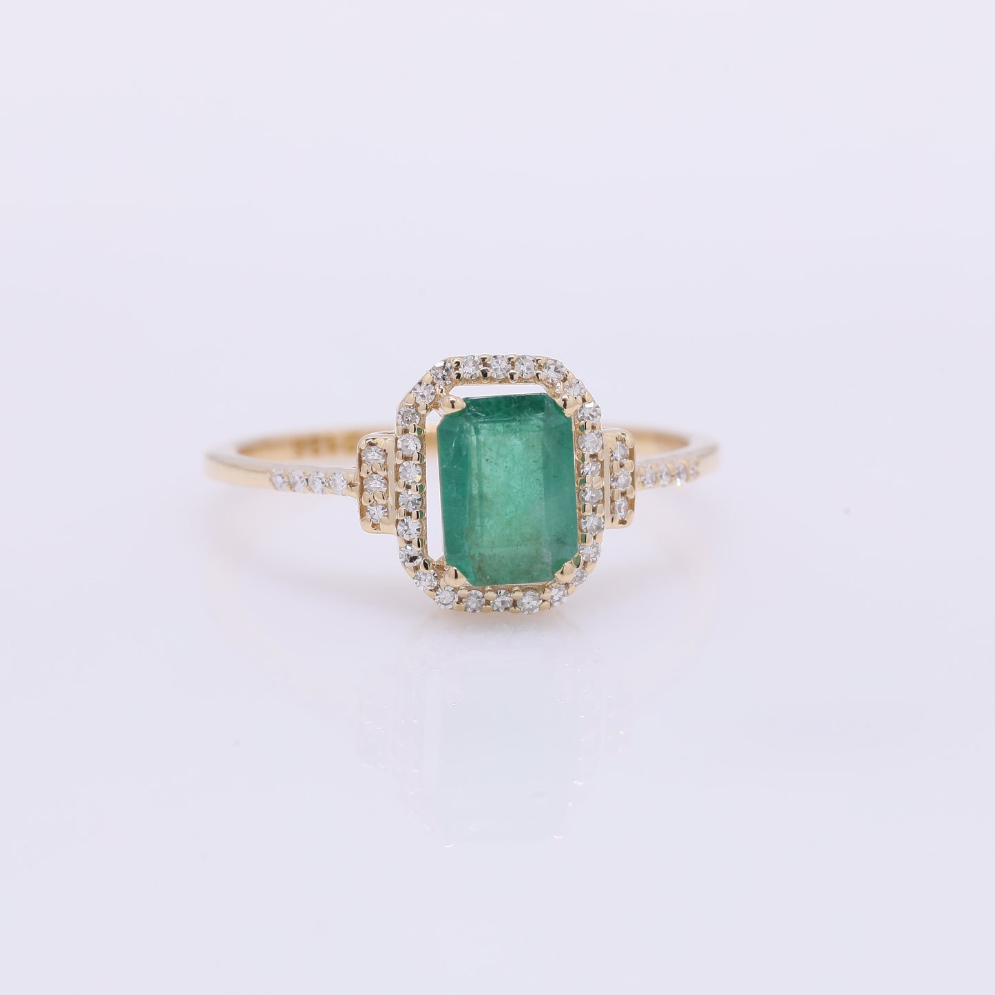 1.15 Ct Octagon Step Cut Natural Emerald 14K Gold Ring