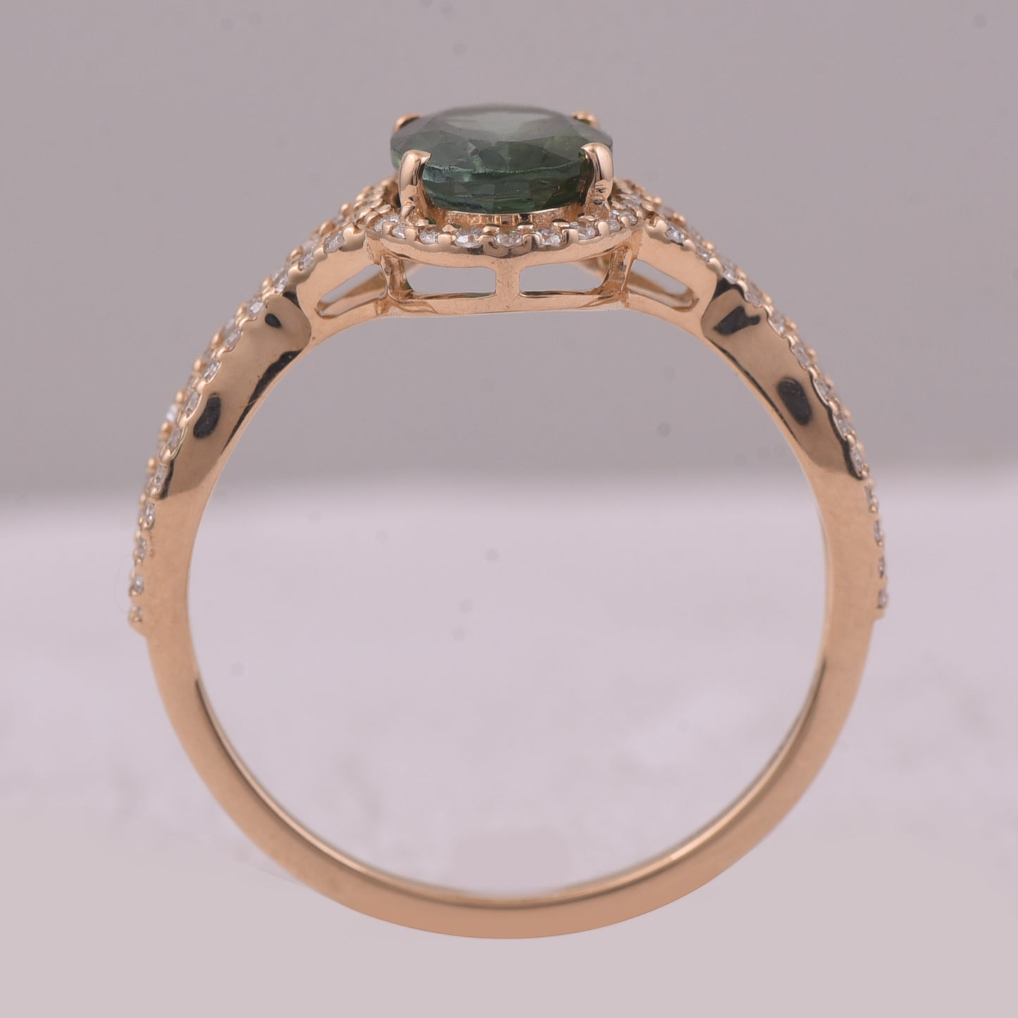 1.63 Ct Oval Mixed Cut Natural Tourmaline 14K Gold Ring