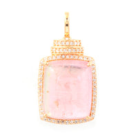 10.36 Ct Cushion Cabochon Cut Natural Tourmaline 14K Gold Pendant