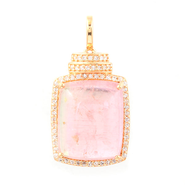 10.36 Ct Cushion Cabochon Cut Natural Tourmaline 14K Gold Pendant