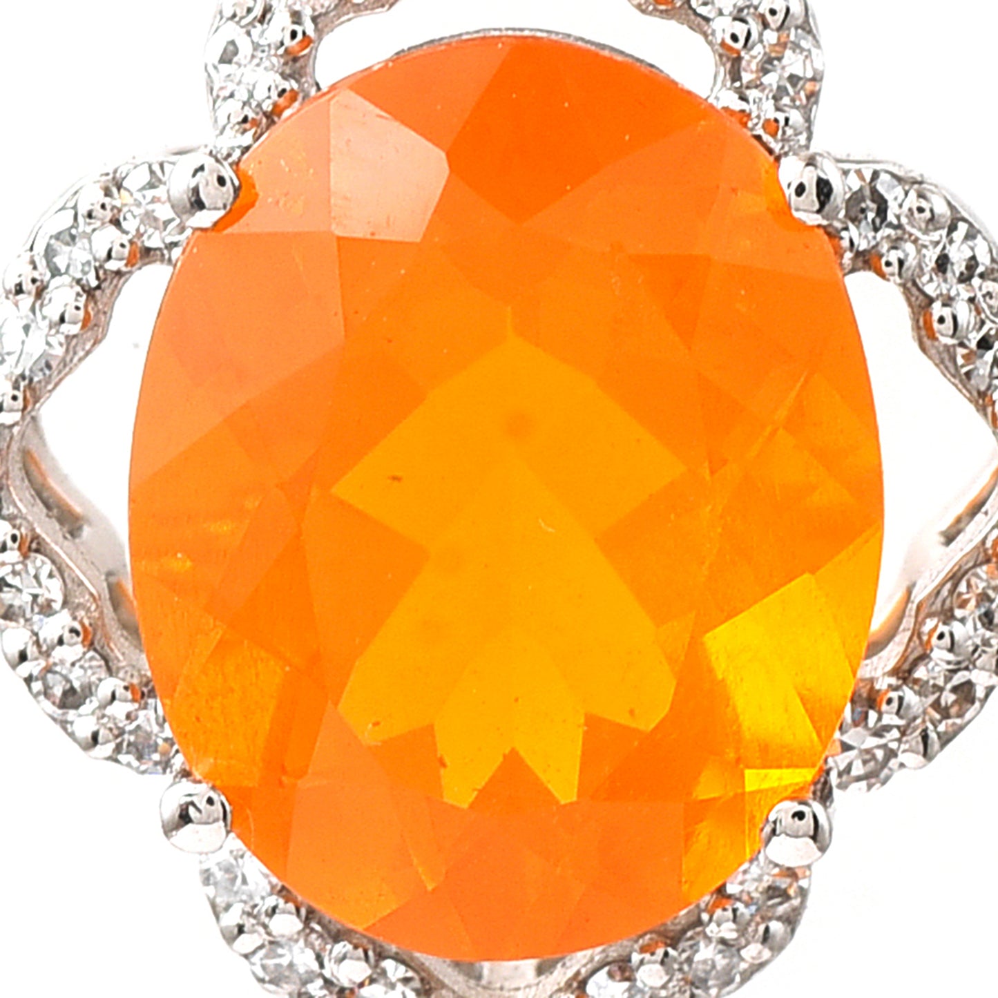 1.91 Ct Oval Fire Opal 950 Platinum Pendant