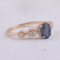 1.24 Ct Oval Natural Sapphire 14K Gold Ring