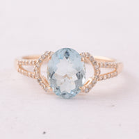 1.59 Ct Oval Aquamarine 9K Gold Ring
