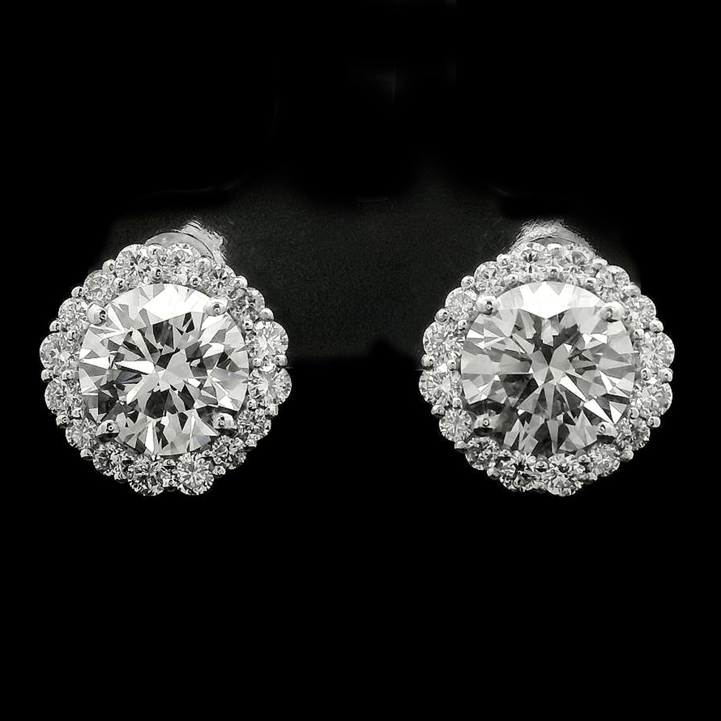 3.67 Carats Lab Grown Diamond 14K Gold Earrings