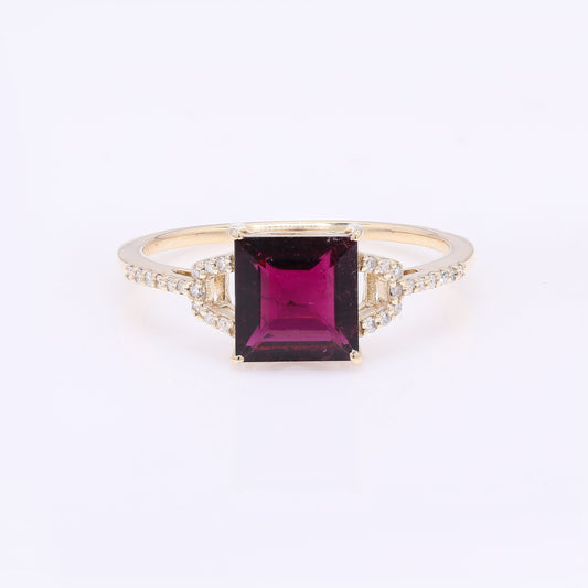 1.50 Ct Square Step Cut Natural Tourmaline 14K Gold Ring