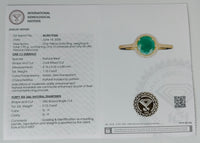 1.22 Ct Oval Mixed Cut Natural Beryl Emerald 14K Gold Ring