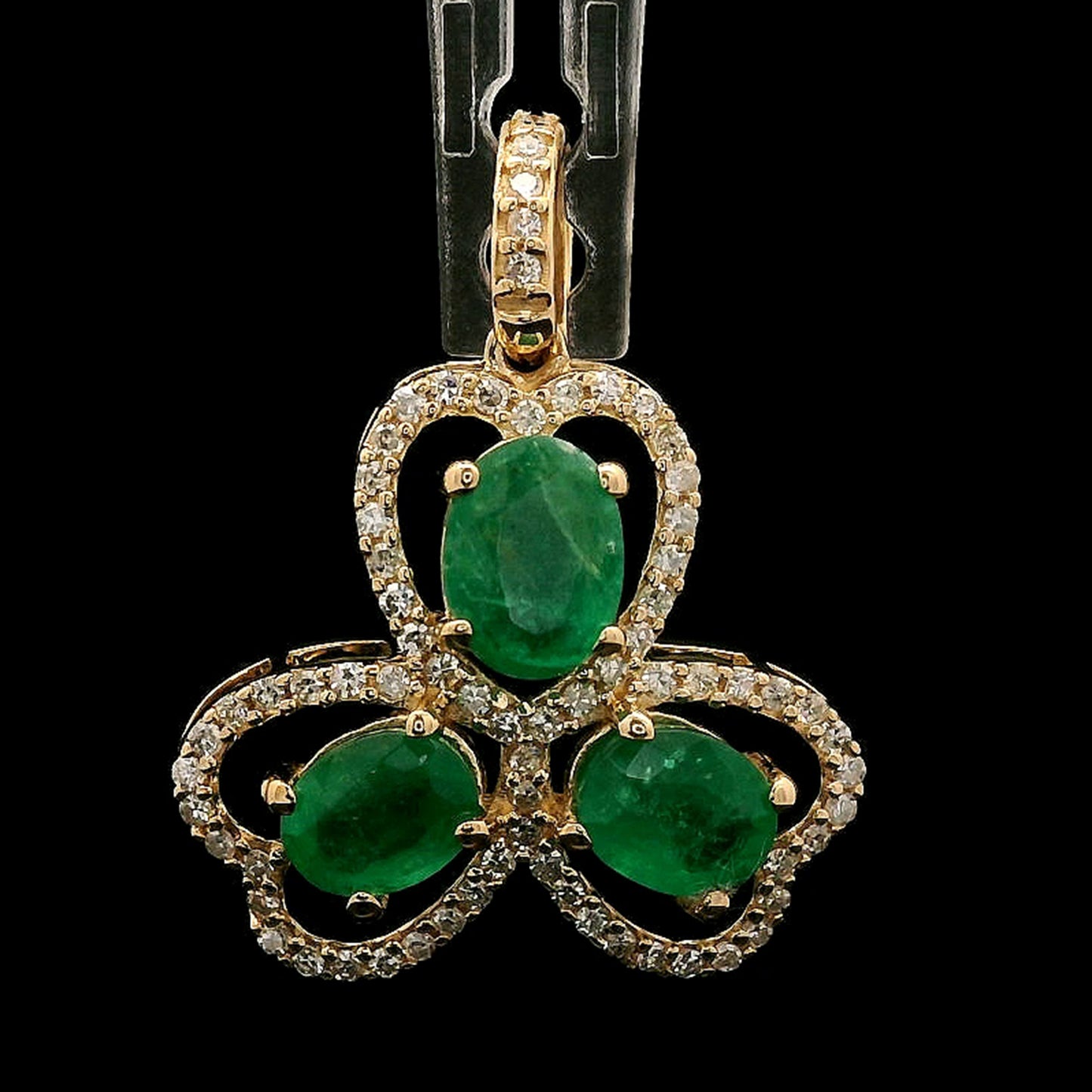 1.65 Ct Oval Mixed Cut Natural Emerald 14K Gold Pendant