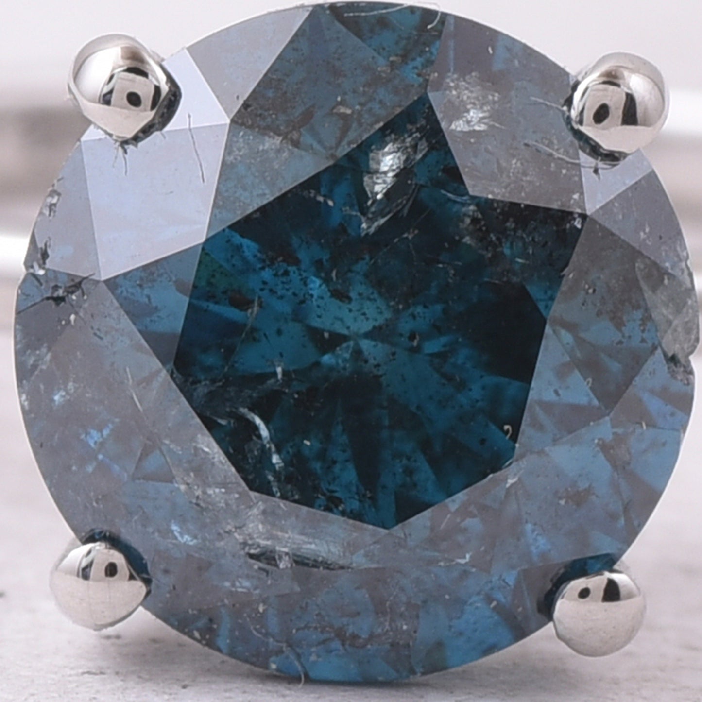 2.99 Ct Round Blue Diamond 950 Platinum Ring