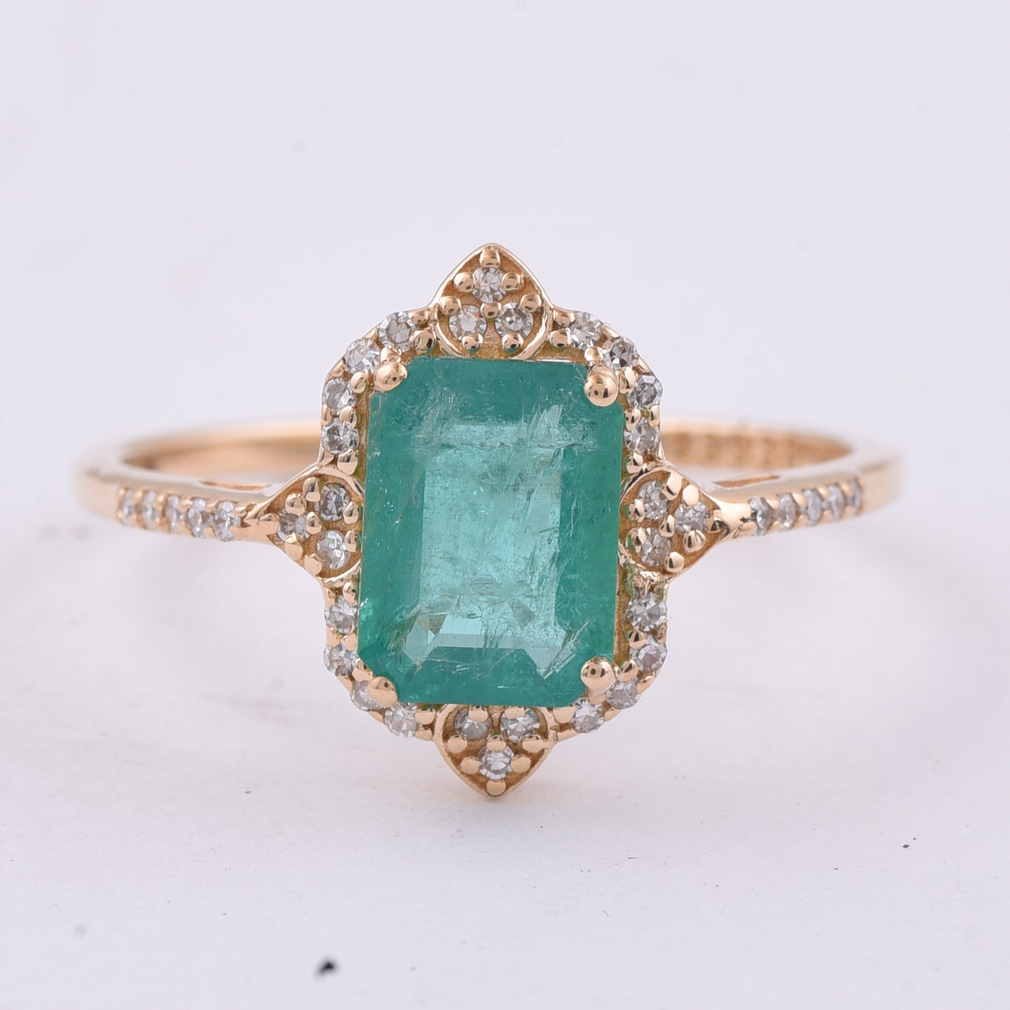 1.24 Ct Octagon Step Cut Natural Emerald 14K Gold Ring