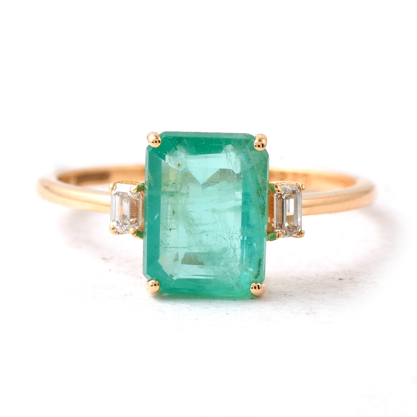 2.20 Ct Octagon Emerald 14K Gold Ring