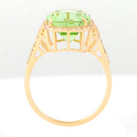 4.94 Ct Cushion Mixed Cut Natural Peridot 14K Gold Ring