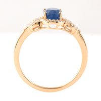 1.55 Ct Oval Mixed Cut Natural Sapphire 14K Gold Ring