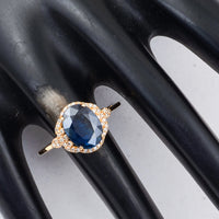 2.42 Ct Oval Mixed Cut Natural Sapphire 14K Gold Ring