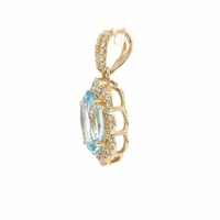 1.98 Ct Oval Mixed Cut Natural Aquamarine 14K Gold Pendant