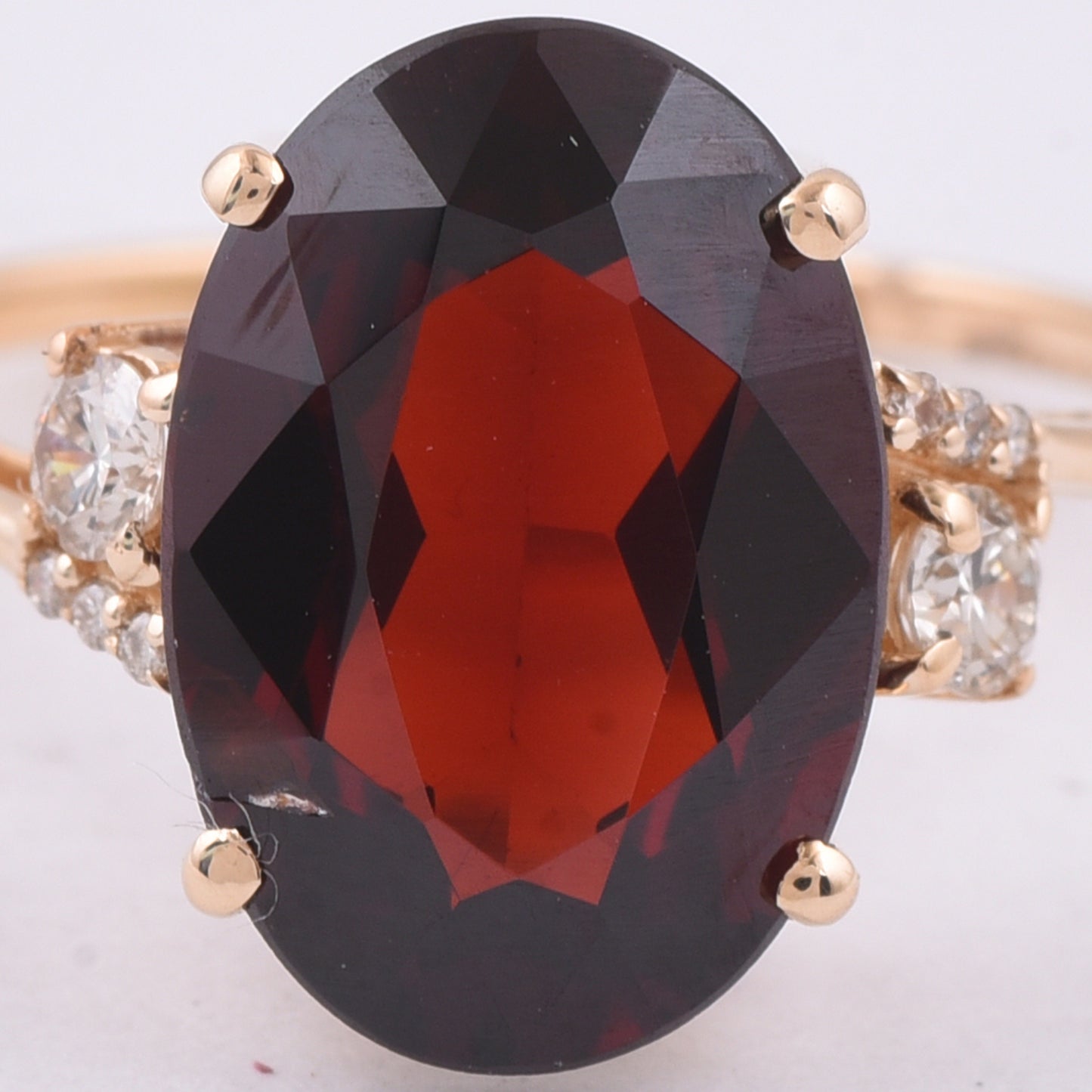 5.07 Ct Oval Natural Garnet 14K Gold Ring