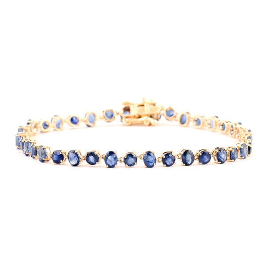 6.35 Ct Oval Sapphire 14K Gold Bracelet