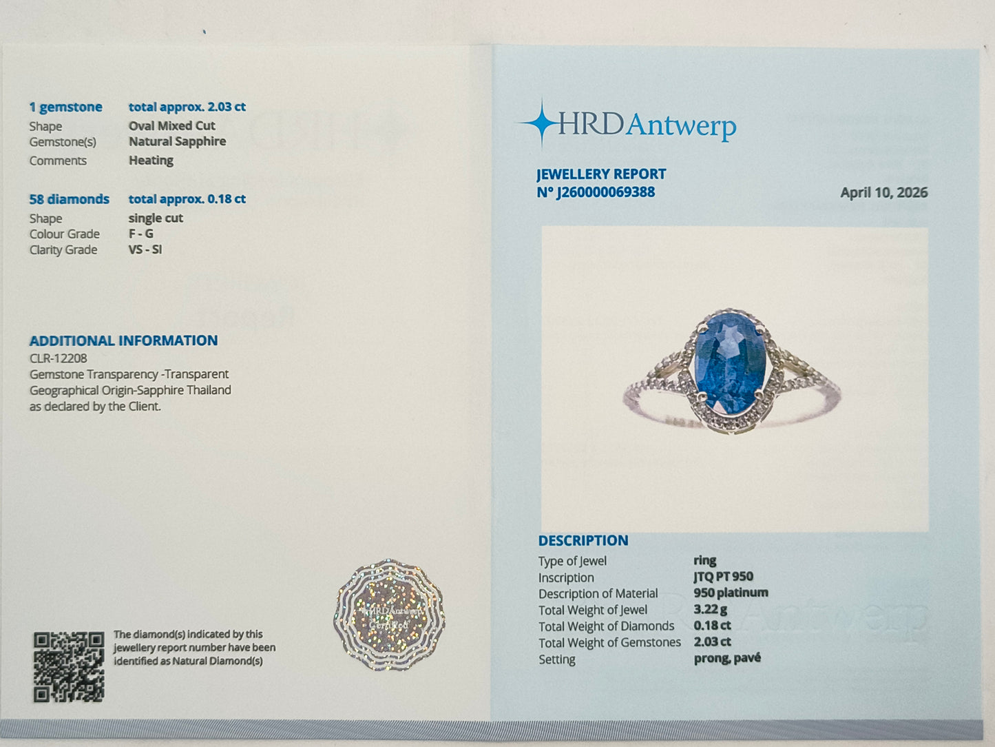2.21 Ct Oval Mixed Cut Natural Sapphire 950 Platinum Ring