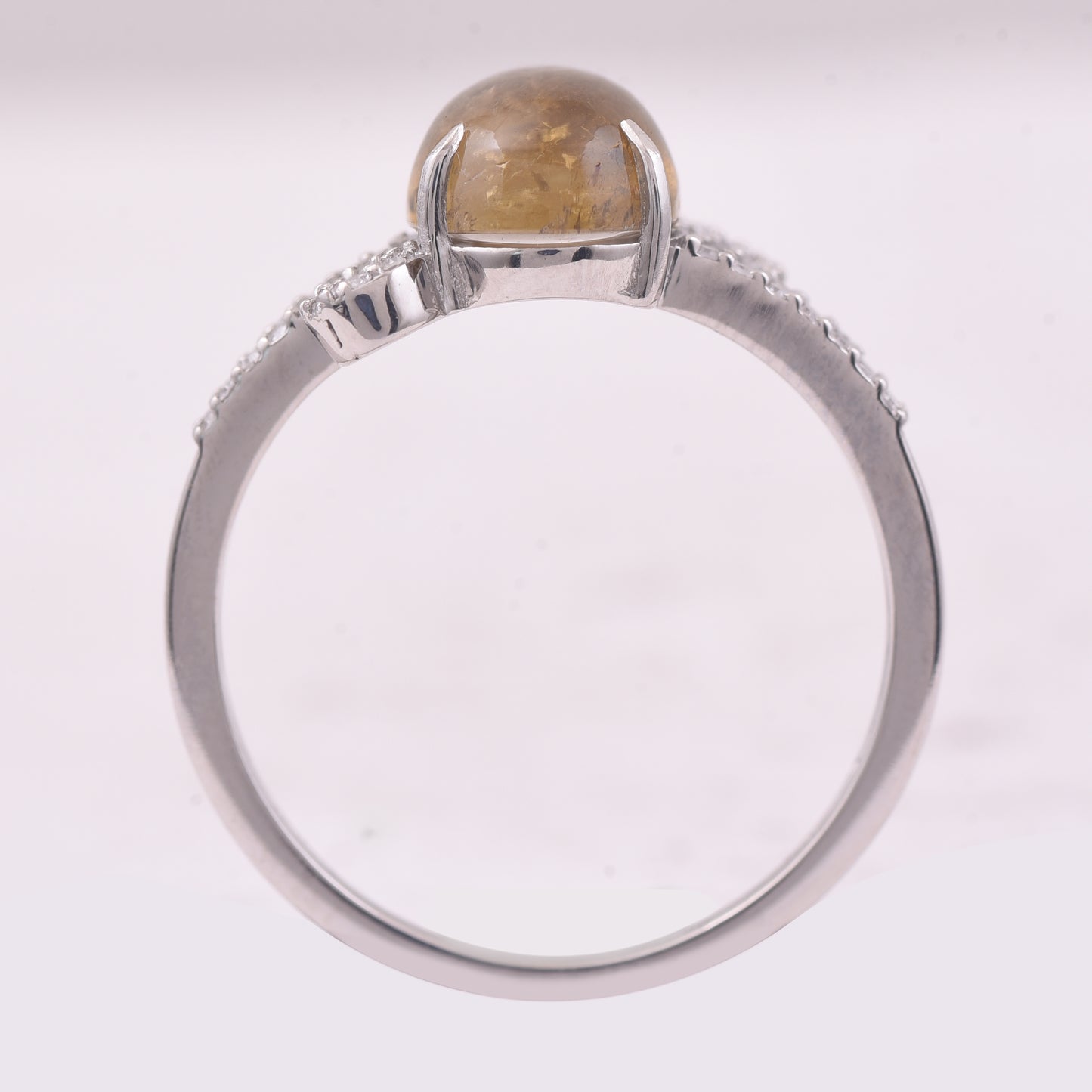 2.53 Ct Oval Cabochon Cut Natural Tourmaline 950 Platinum Ring