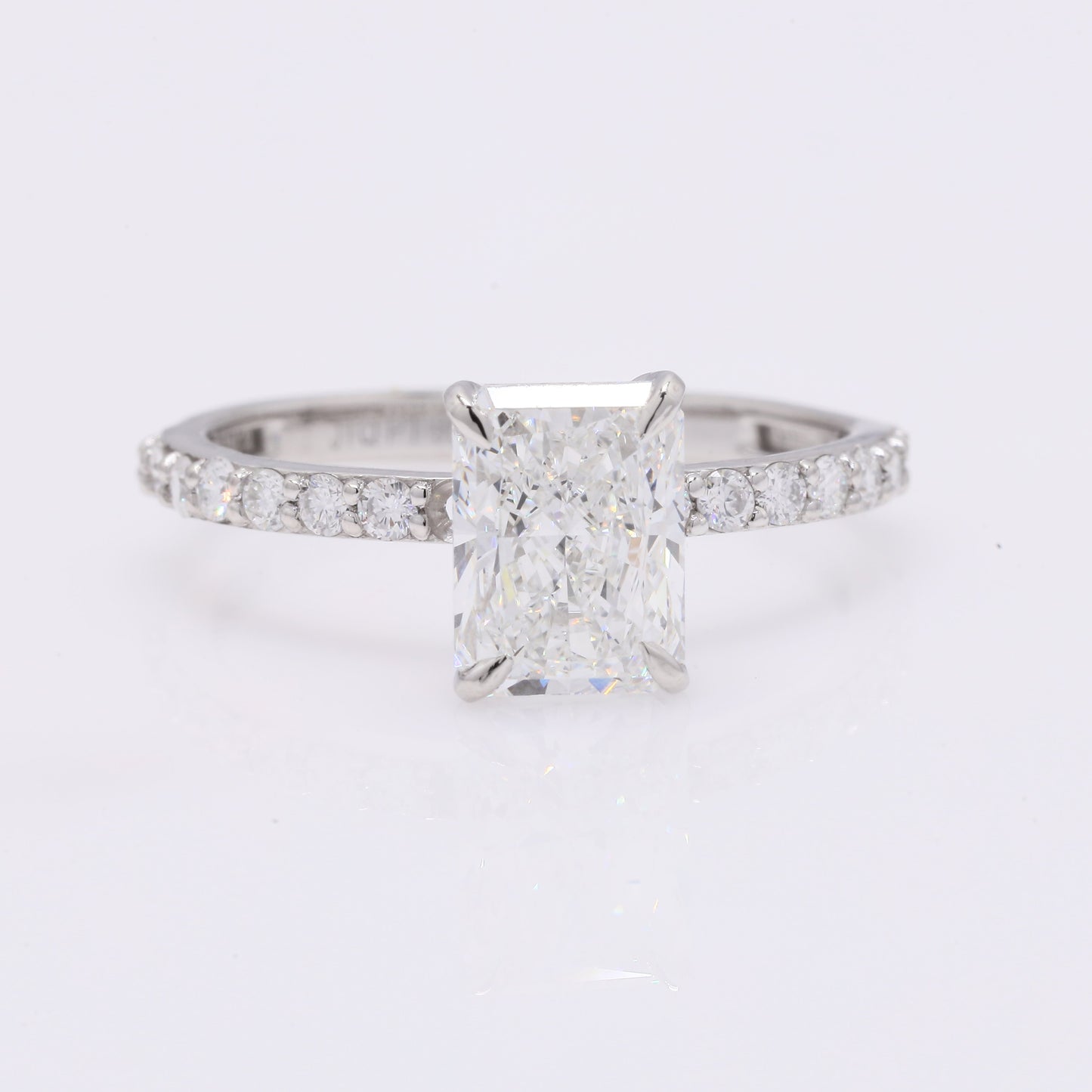 2.12 Ct Cut Cornere Rectangular Modifie Brilliant Lab Grown Diamond 950 Platinum Ring