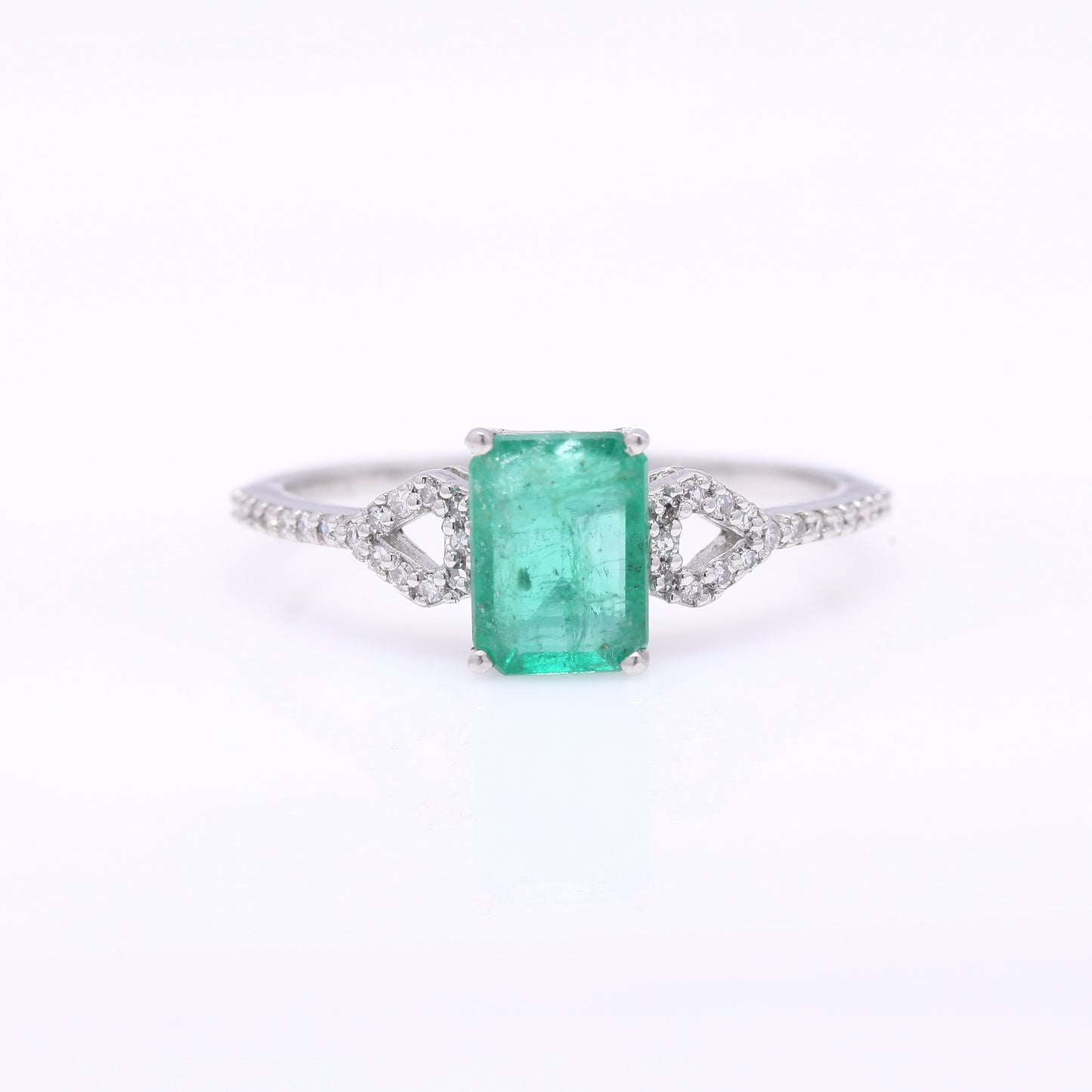 1.23 Ct Octagon Step Cut Natural Emerald 950 Platinum Ring