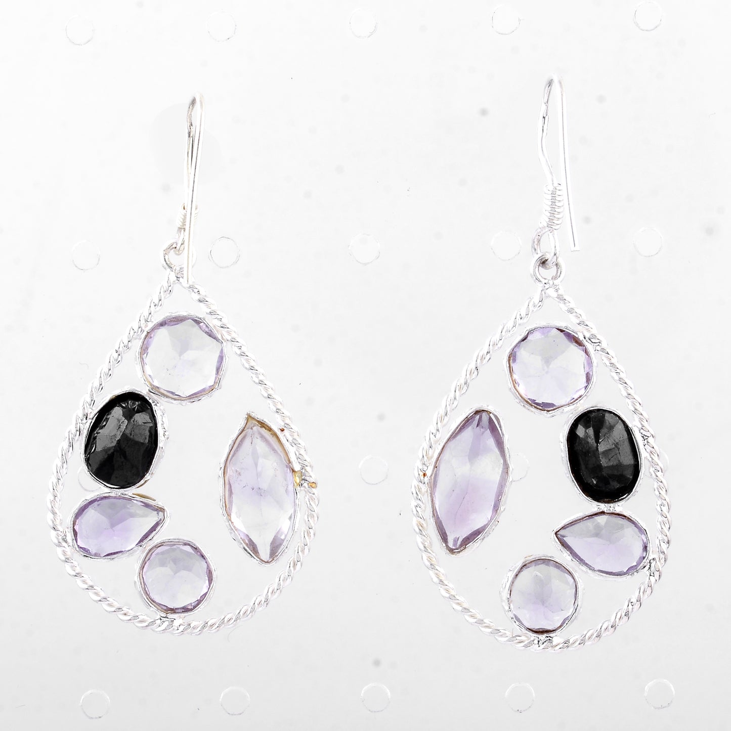 13.25 Ct Amethyst, Sapphire 925 Sterling Silver Earrings