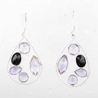 13.25 Ct Amethyst, Sapphire 925 Sterling Silver Earrings