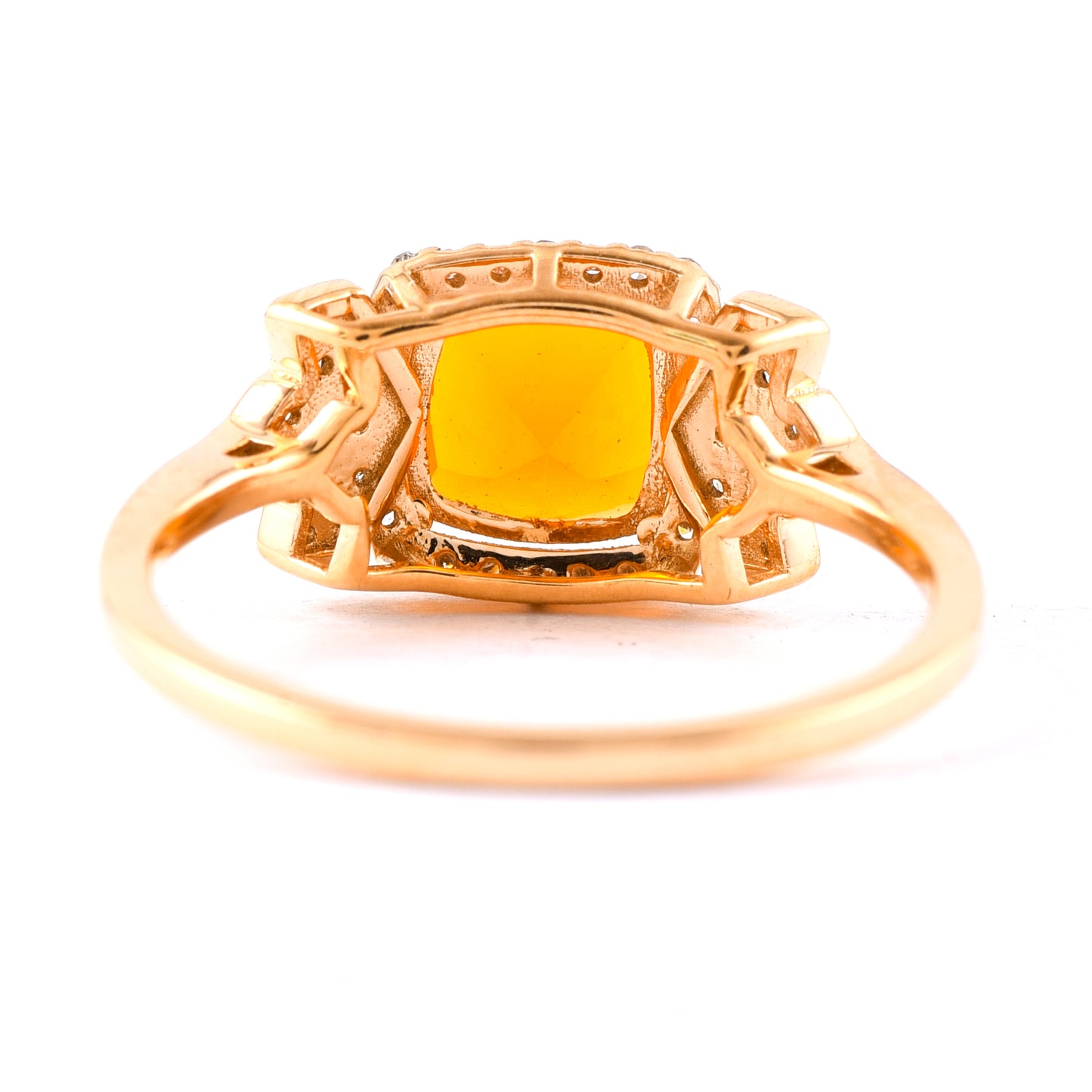 1.06 Ct Cushion Mixed Cut Natural Fire Opal 14K Gold Ring