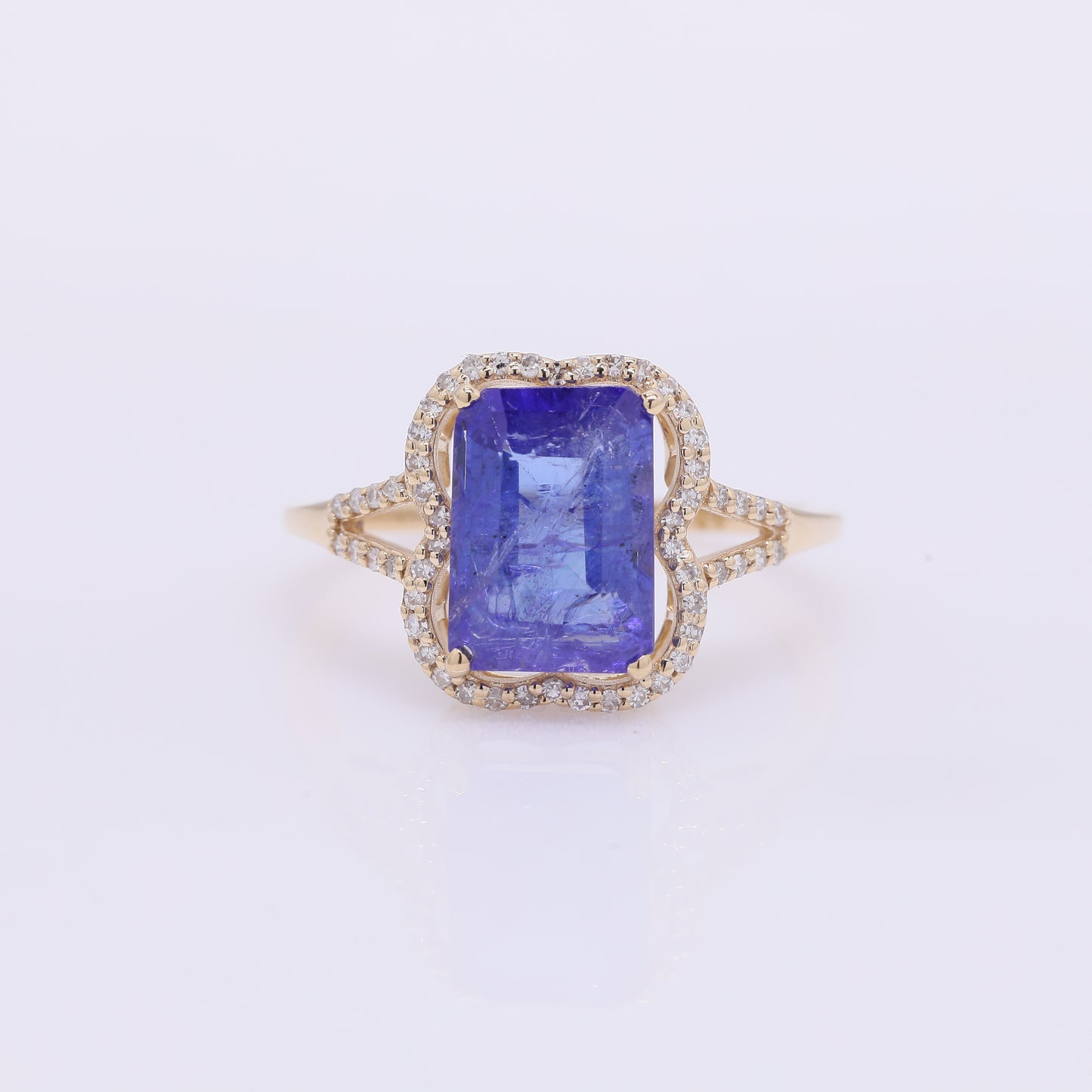 3.24 Ct Octagon Step Cut Natural Tanzanite 14K Gold Ring