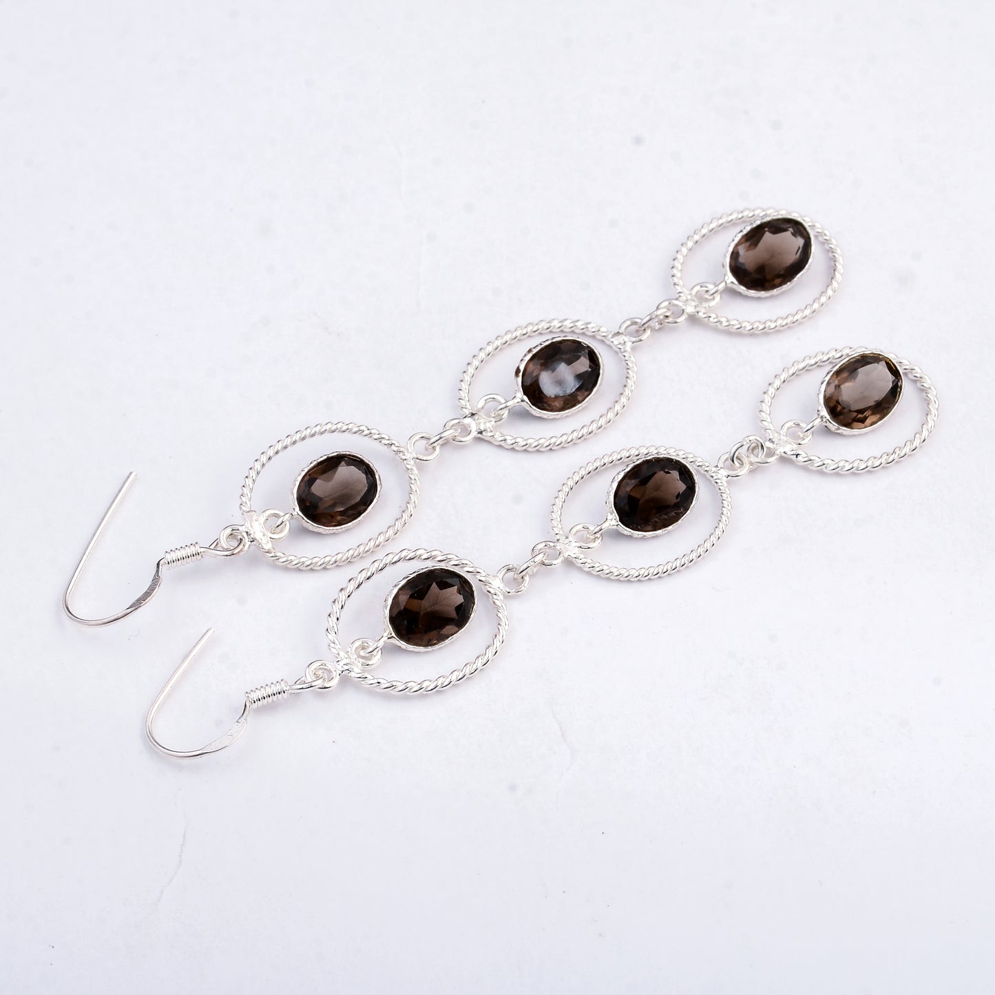 14.65 Ct Smoky Quartz 925 Sterling Silver Earrings
