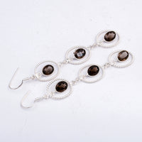 14.65 Ct Smoky Quartz 925 Sterling Silver Earrings