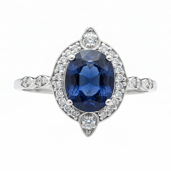 2.07 Ct Oval Mixed Cut Natural Sapphire 950 Platinum Ring