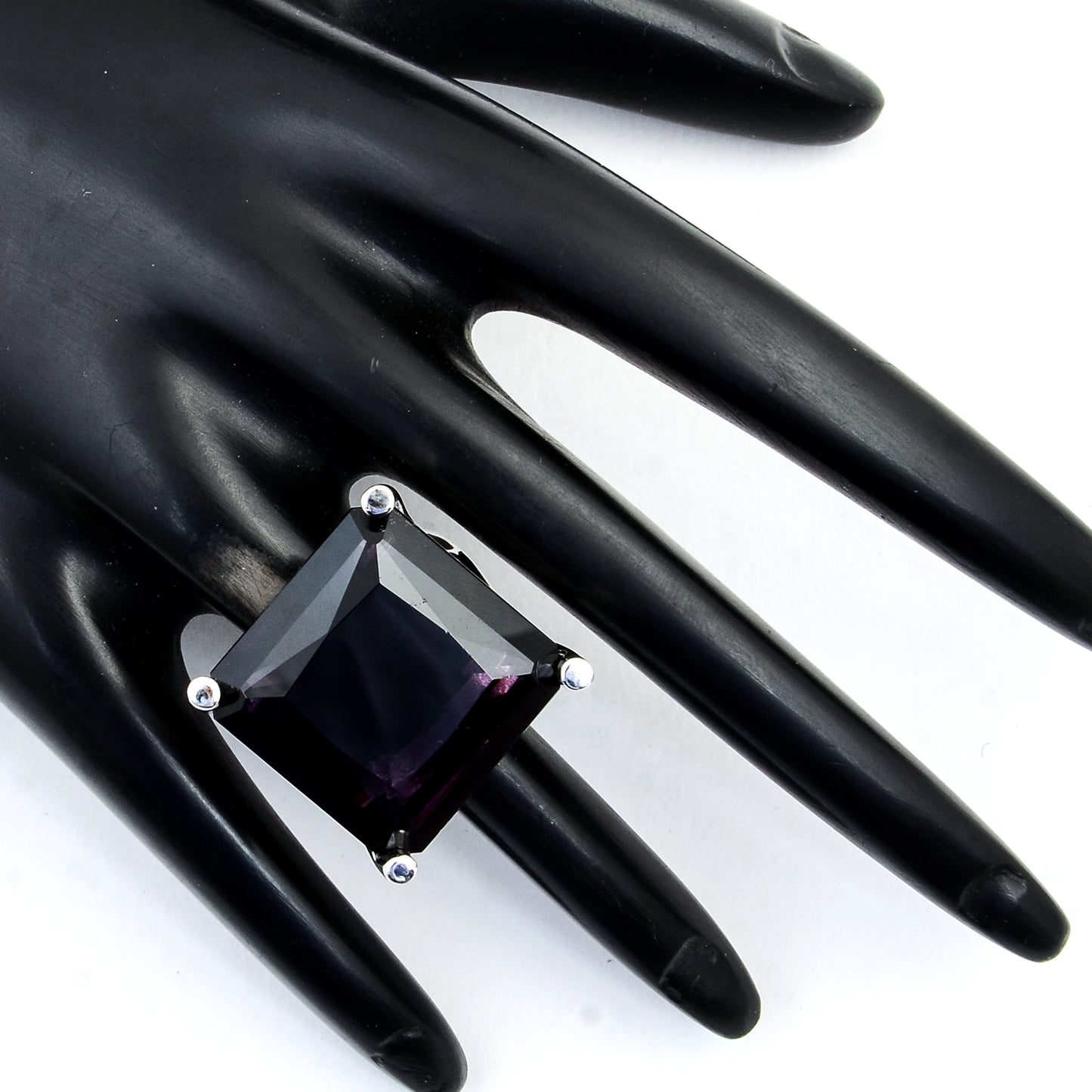 36.85 Ct Created Amethyst 925 Sterling Silver Ring
