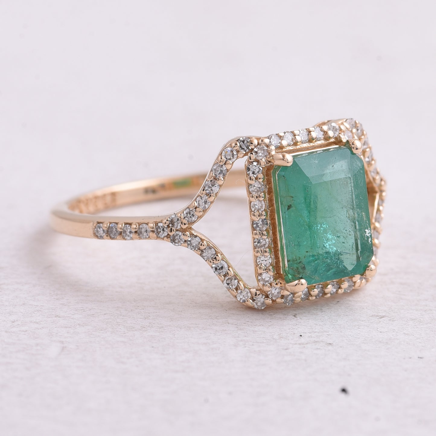 1.50 Ct Octagon Step Cut Natural Emerald 14K Gold Ring