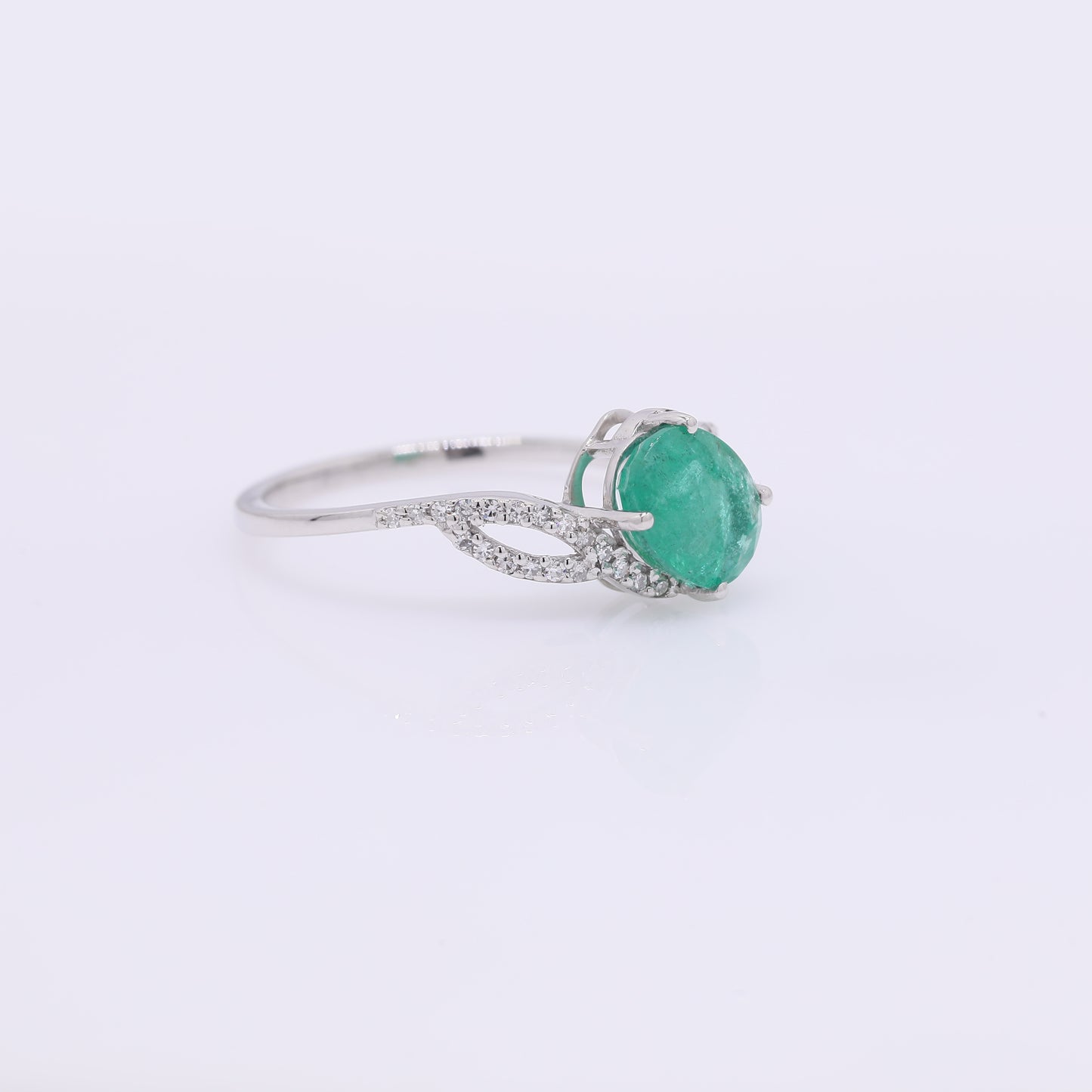 1.41 Ct Oval Mixed Cut Natural Emerald 950 Platinum Ring