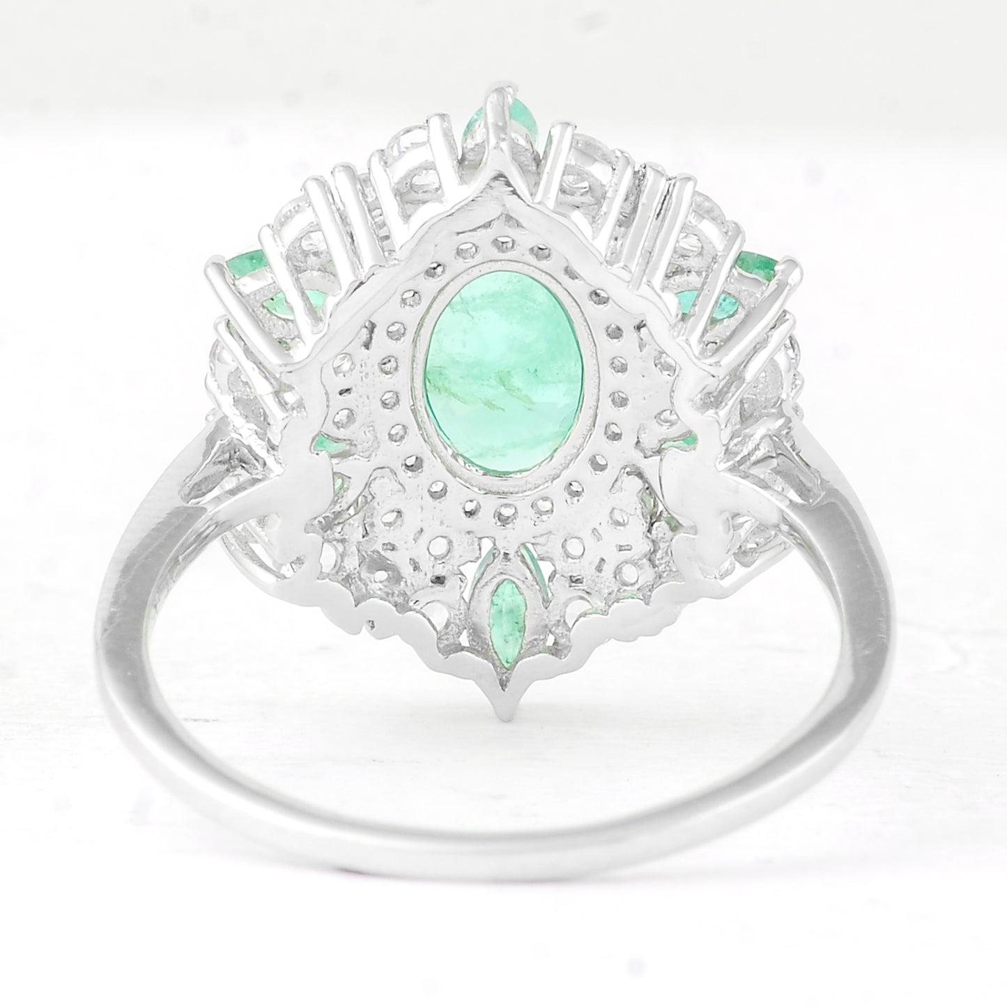 1.97 Ct Oval Mixed Cut, Marquise Mixed Cut Natural Emerald 950 Platinum Ring