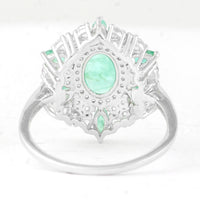 1.97 Ct Oval Mixed Cut, Marquise Mixed Cut Natural Emerald 950 Platinum Ring