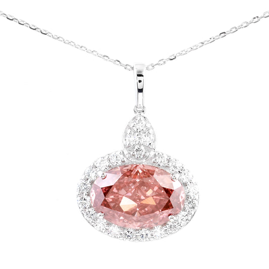 5.53 Carats Pink Lab Grown Diamond 14K Gold Pendant