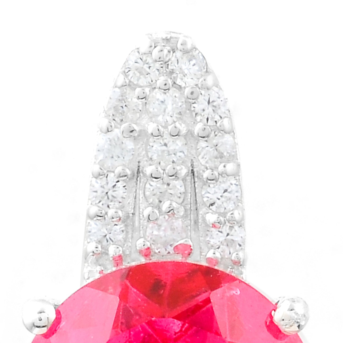 6.09 Ct Oval Pink Topaz, White Zircon, 925 Sterling Silver Pendant