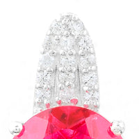 6.09 Ct Oval Pink Topaz, White Zircon, 925 Sterling Silver Pendant