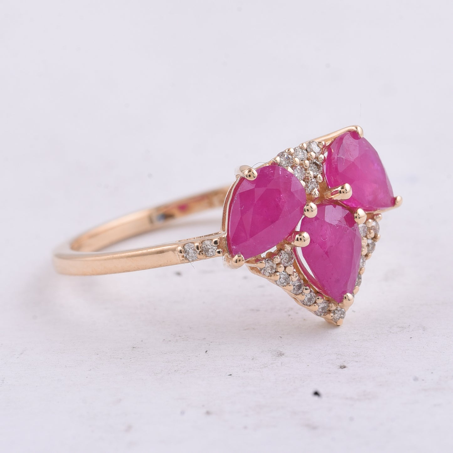 2.00 Ct Pear Natural Ruby 14K Gold Ring