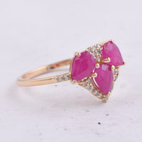 2.00 Ct Pear Natural Ruby 14K Gold Ring