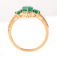1.41 Ct Pear Mixed Cut, Marquise Mixed Cut Natural Emerald 14K Gold Ring