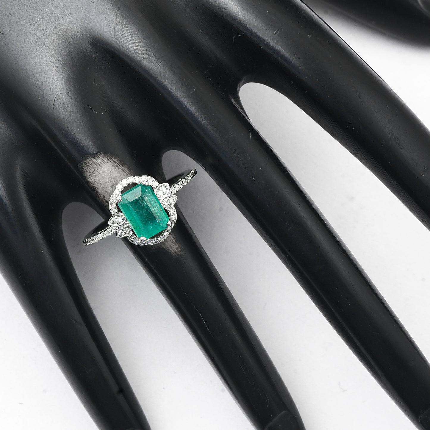 1.62 Ct Octagon Step Cut Natural Emerald 950 Platinum Ring