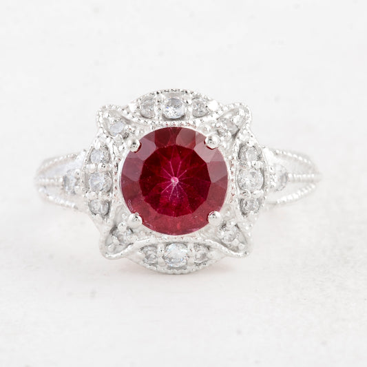 3.25 Ct Round Pink Topaz 925 Sterling Silver Ring