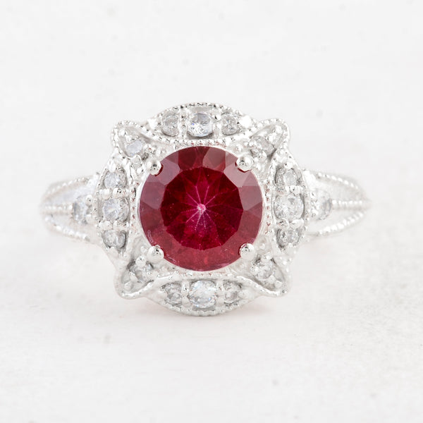 3.25 Ct Round Pink Topaz 925 Sterling Silver Ring