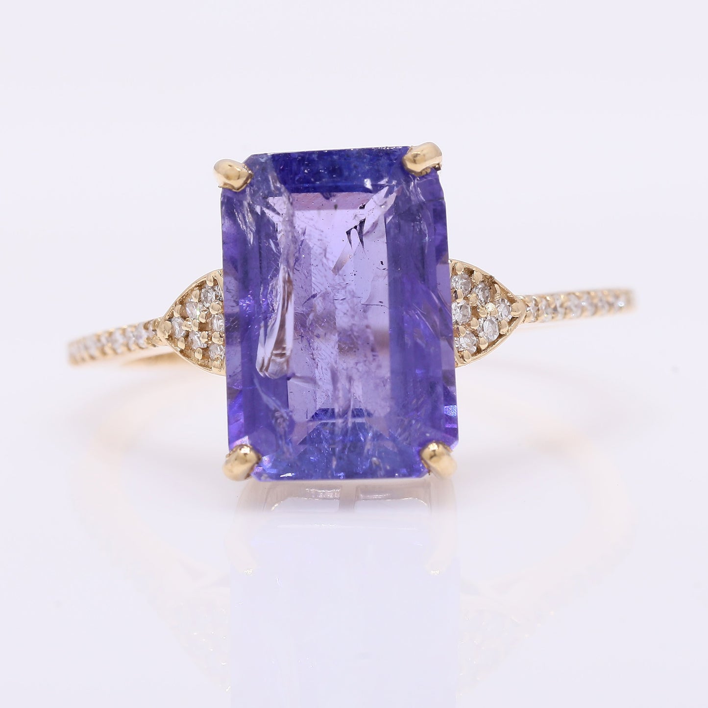 4.92 Ct Octagon Step Cut Natural Tanzanite 14K Gold Ring