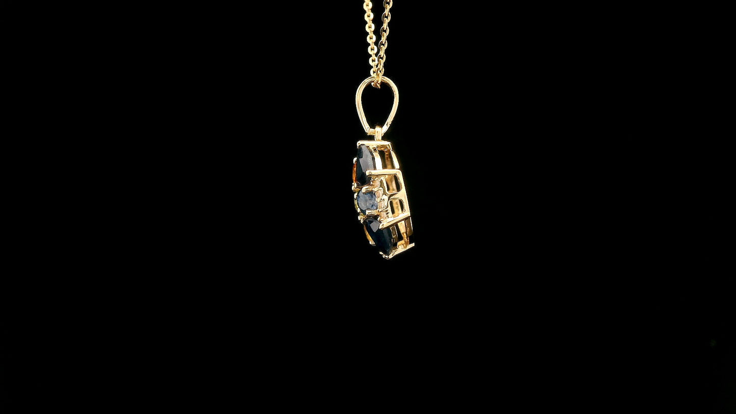 1.95 Ct Trillion Sapphire 14K Gold Pendant
