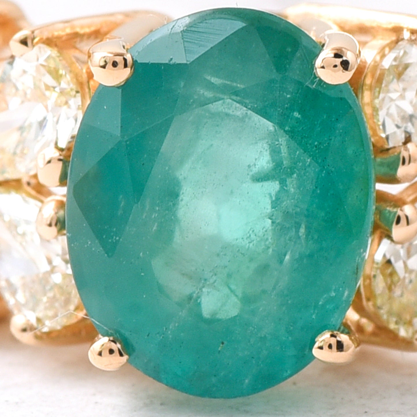 3.14 Ct Oval Mixed Cut Natural Emerald 14K Gold Ring