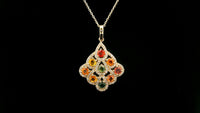 1.66 Ct Round Multi Sapphire 14K Gold Pendant