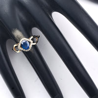 1.11 Ct Oval Mixed Cut Natural Sapphire 14K Gold Ring